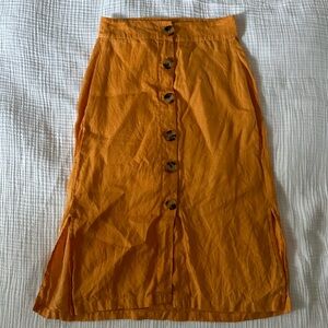 Bershka Linen Midi Skirt